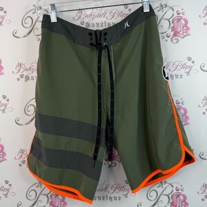 Hurley swim trunks phantom rare orange Men's Olive and Neon Orange Board Shorts